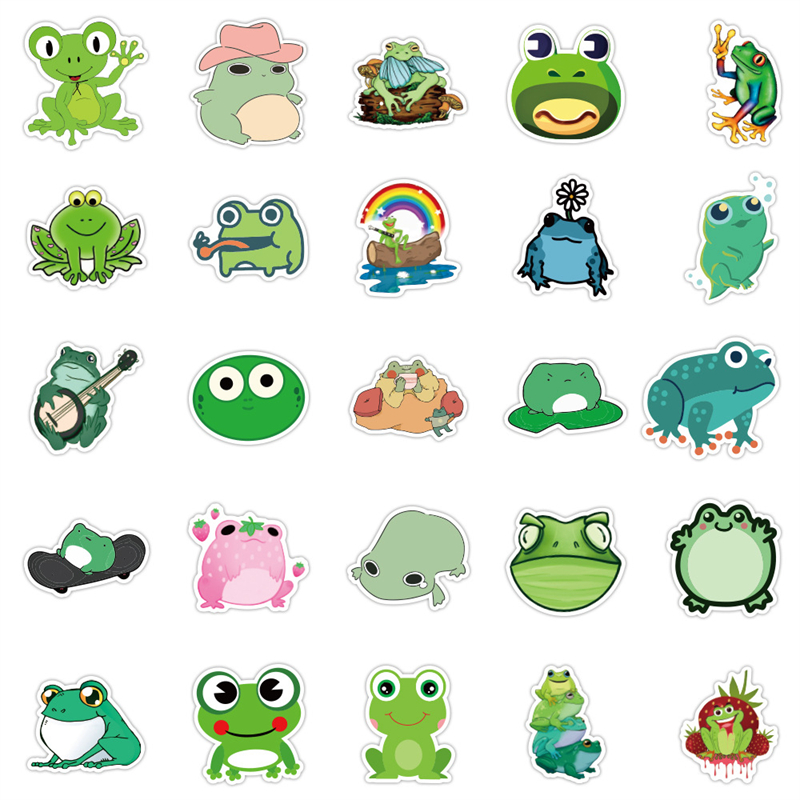 frog stickers Cartoon for Teen Kids Water Bottle Cool Waterproof Decal for Girl Laptop Bicycle Skateboard Phone Computer Guitar