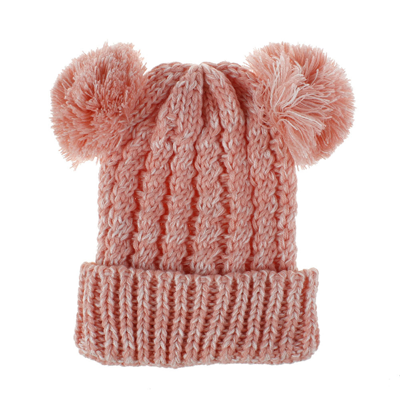 Bonnet D'hiver Crochet Tricoté Chapeaux Accessoires De Cheveux Double Boules Twist Chaud Laine Tricot Chapeau En Plein Air Bébé Ski Chapeaux De Fête Filles Doux Crâne Cap