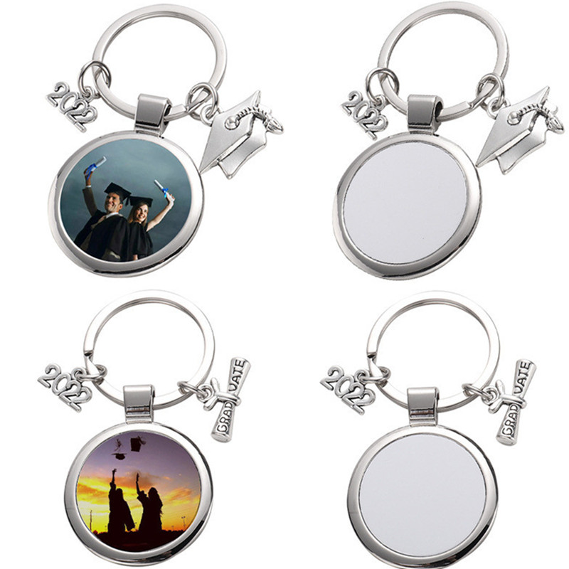 DIY Sublimation Blank KeyChain 2022 Graduate Graduation Season Silver Designer Keychain Wallet Handbag Carabiner Keychains Car Key Ring for Woman Man Christmas Christmas