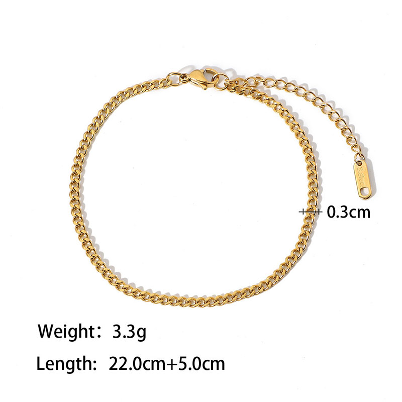 18K Guld Titanium Steel Anklets Tarnish Hypoallergenic 3mm 6mm 8mm Cuban Link Chain Gold for Women Summer Beach Foot Armband Jewe1579130