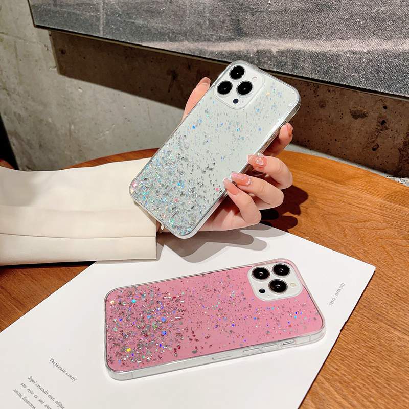 Luxury Confetti Sequin Star Soft TPU Cases For Iphone 15 14 Plus Pro Max 13 12 11 XR XS X 8 7 6 Bling Shinny Foil Glitter Starry Transparent Girls Drop Glue Clear Phone Cover