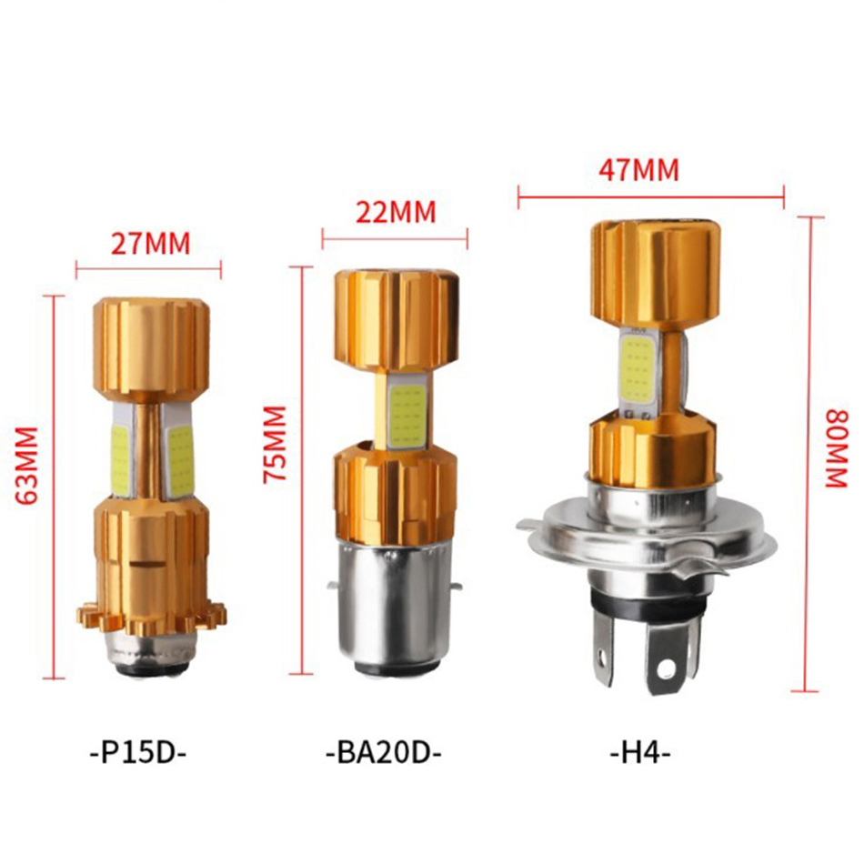 H4/P15D/BA20D 16W LED 3 COB Motorcycle Headlight Bulb 2000LM 6000K Hi/Lo Beam Light Up to 50000 Hours