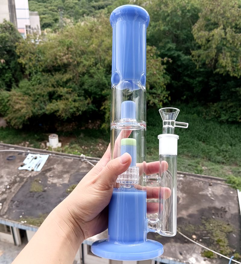 Gruba szklana niebieska woda Bong Hookahs Perc 18 mm żeńskie rurki palenia DAB Riołki z akcesoriami