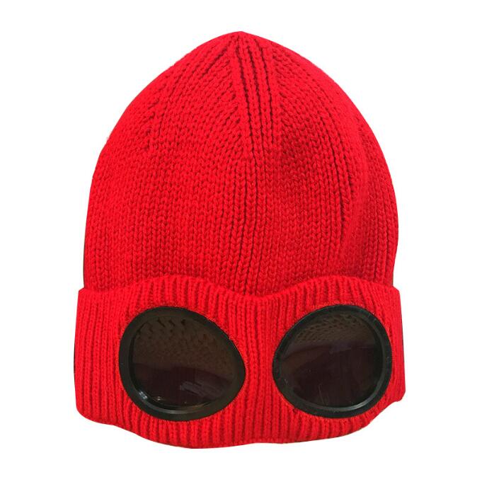 Two Lens Glasses Goggles Beanies Hat Men Women Knitted Hats Skull Caps Outdoor Autumn Winter Beanie Black Grey Bonnet Gorros Windproof Cashmere Ski Hat