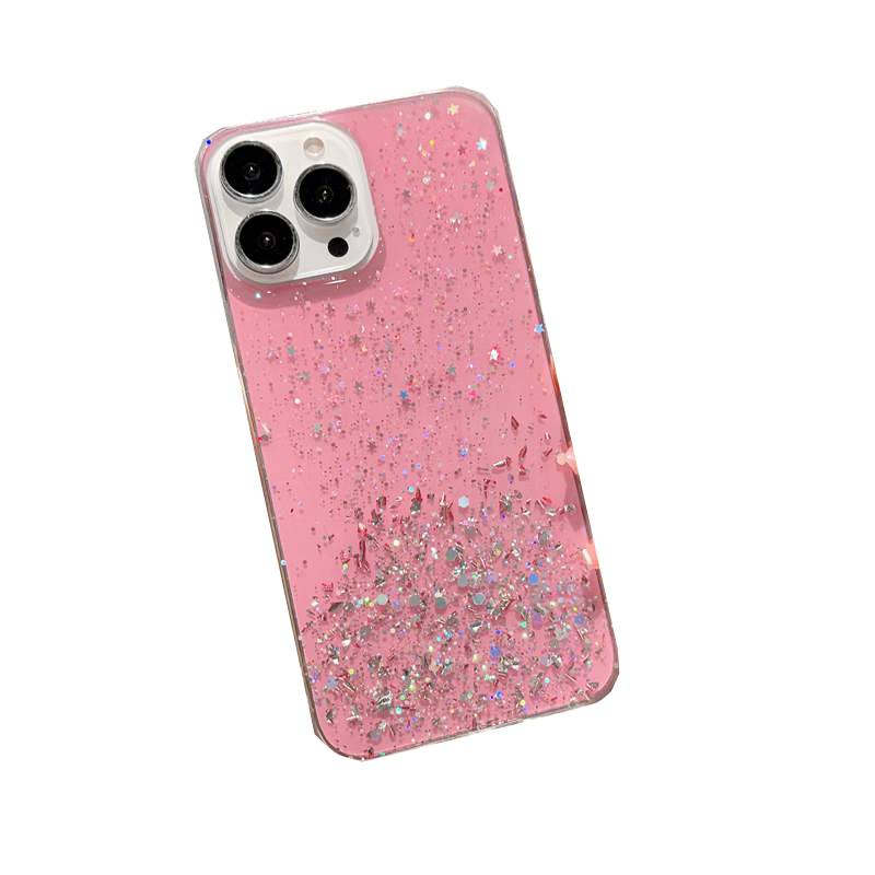 حالات النجويات الفاخرة النجمة الناعمة TPU لـ iPhone 15 14 Plus Pro Max 13 12 11 XR XS X 8 7 6 Bling Shinny Foil Glitter Starry Farmrent Girls Drop Glue Glue Clear Cover