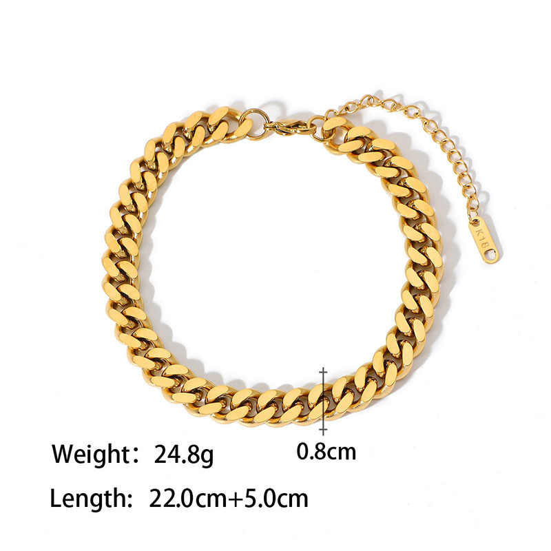 18K Guld Titanium Steel Anklets Tarnish Hypoallergenic 3mm 6mm 8mm Cuban Link Chain Gold For Women Summer Beach Foot Armband Jewe2153852