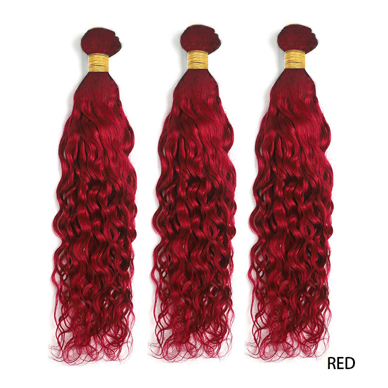 Brazilian Human Hair Extensions Double Wefts 27# 30# Red Color Kinky Curly Water Wave 3 Bundles 10-30inch