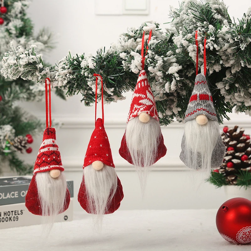 Decorações de pingente de árvore de Natal Papai Noel Papai Noel Gnomos de boneca sem rosto de Natal Ornamento de Holding para casa Navidad Natal 2023 Presente de Ano Novo