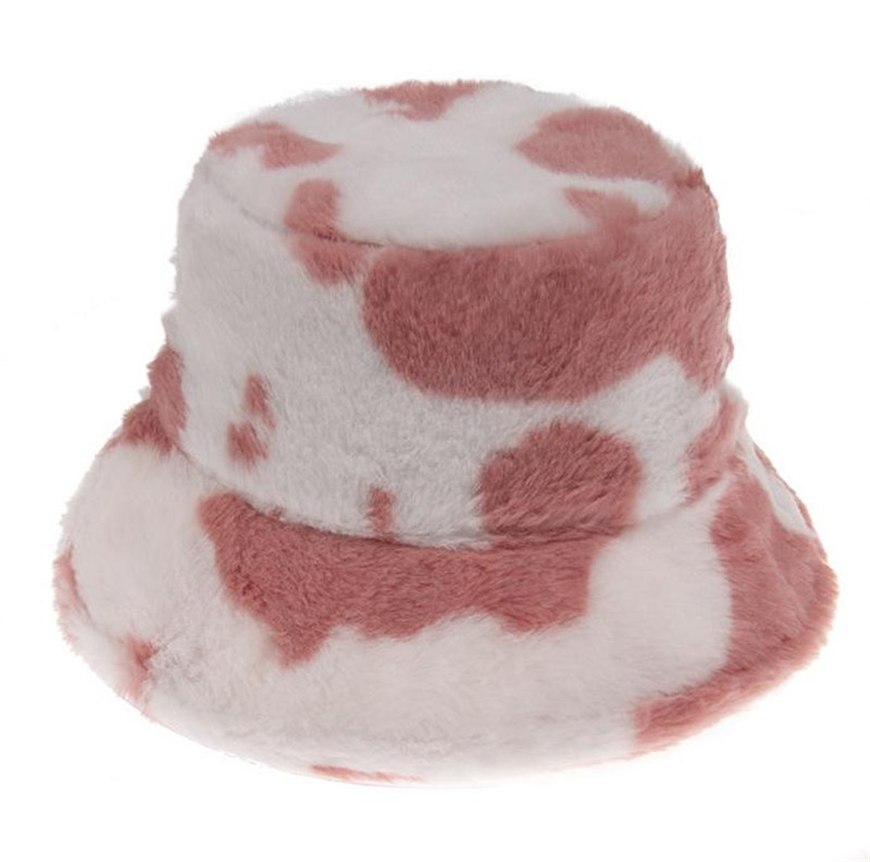 Vinterko leopard faux p￤ls fluffig hink hattar kvinnor utomhus varm solhatt mjuk sammet p￤ls fiskare cap flicka mode panama de817