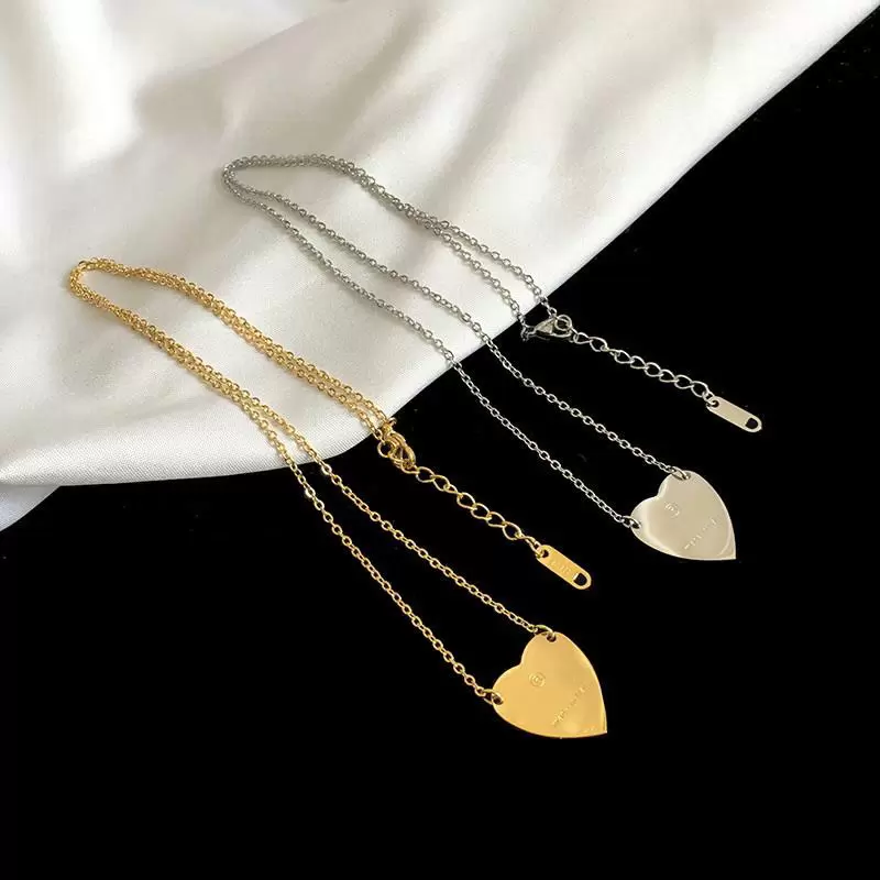 Designer ketting sieraden vrouwelijk roestvrij staal paar gouden ketting hanger hart kettingen om de nek cadeau voor vriendin accesso320Y