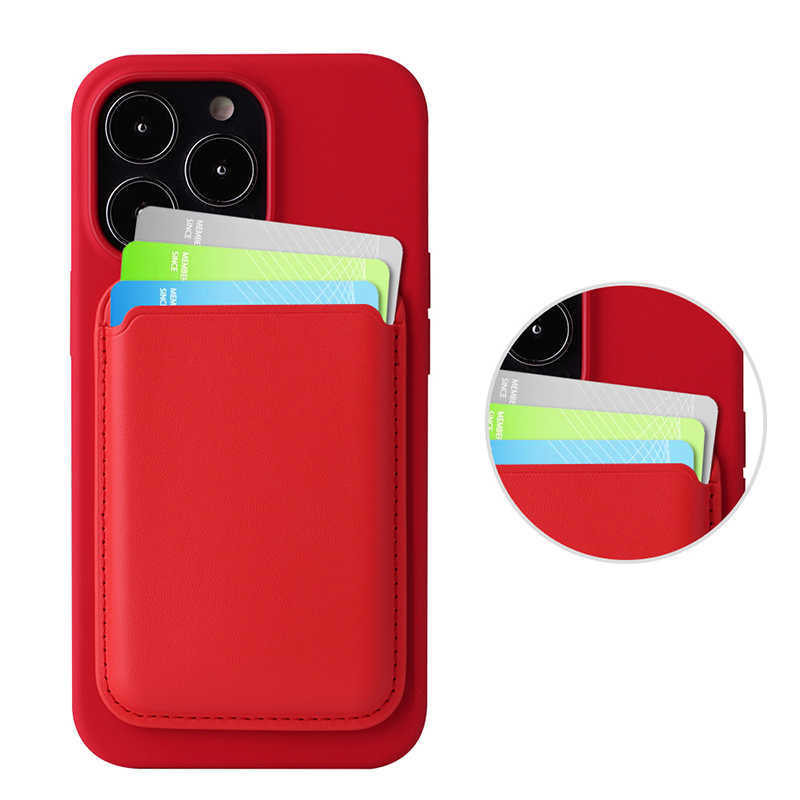 Estuches para teléfonos celulares Macsafe Card Wallet para Apple Magsafe Estuche con soporte magnético en iPhone 11 12 13 14 XS XR Samsung Ranura de cuero Y2210