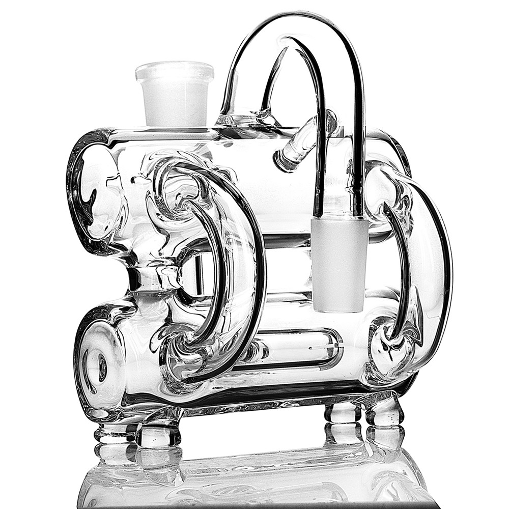 Açılı Ortak Çift Bölmeli Cam Borular Nargile Bongs Bubbler için Ashcatcher 90 Derece Kül Catcher 18mm 14mm Dab Rig Sigara için Buz Alıcılar