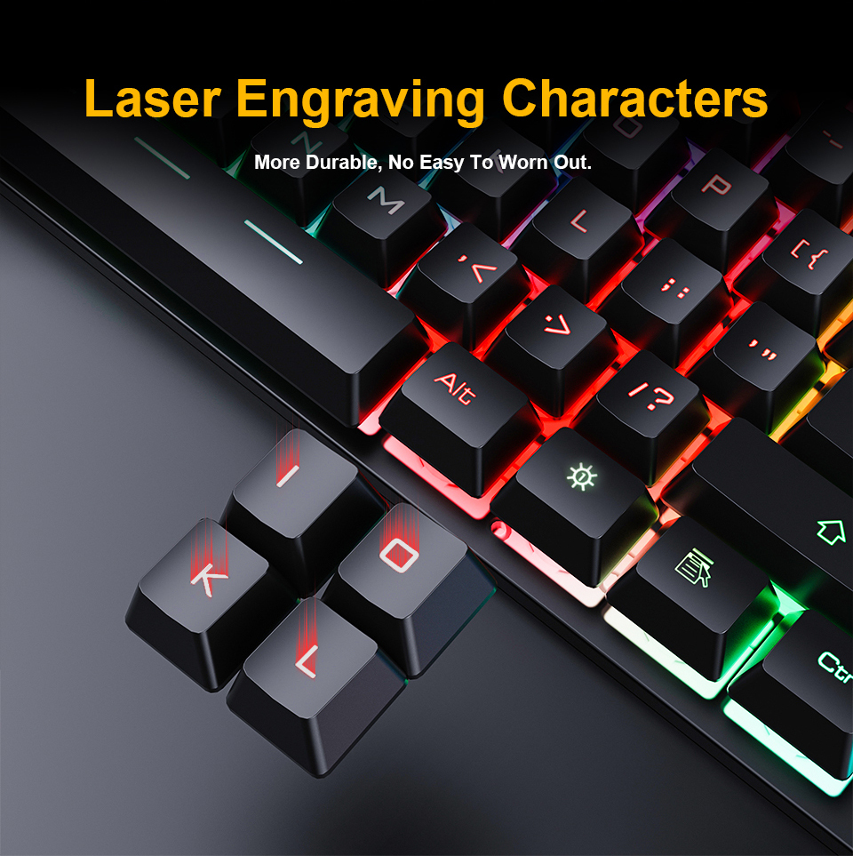 Klavyeler RGB Oyun klavyesi Oyun klavyesi ve Arkadan Aydınlatmalı Fare USB 104 keycaps Kablolu Ergonomik Rusça Klavye PC Dizüstü 221012 için