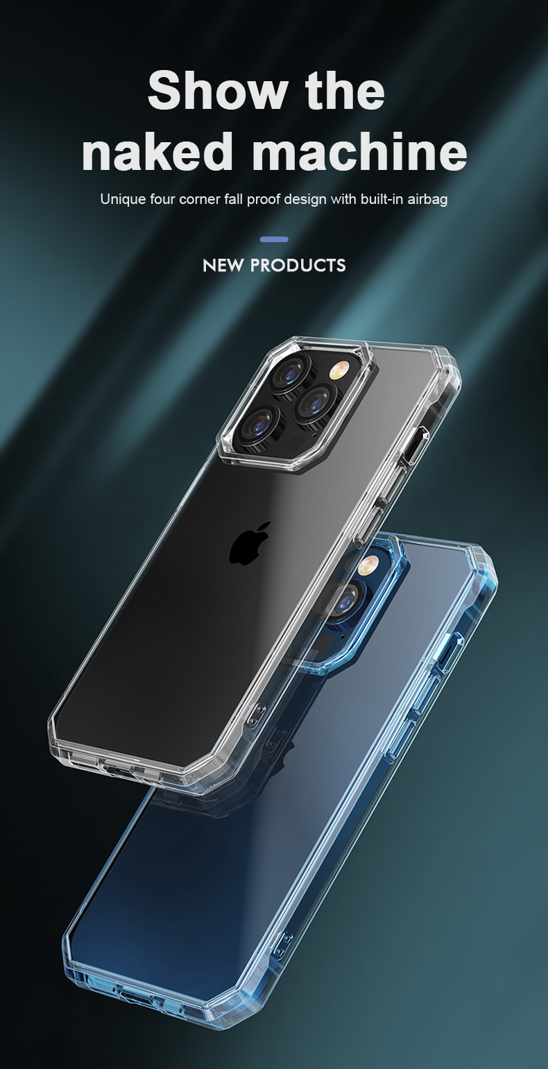 2022 NOVOS CASOS DE PROJETO TPU resistente a PC TPU Four Canto à prova de choque para iPhone 14 Pro Max 13 Plus 12 Fundas Limpa de telefone transparente