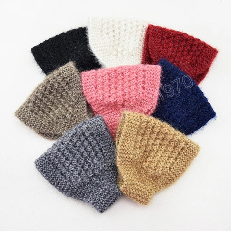 Bandeaux tricotés Crochet laine tricot tête Wrap femmes chapeaux doux Turban élastique bande de cheveux couleur unie Femme cheveux accessoires