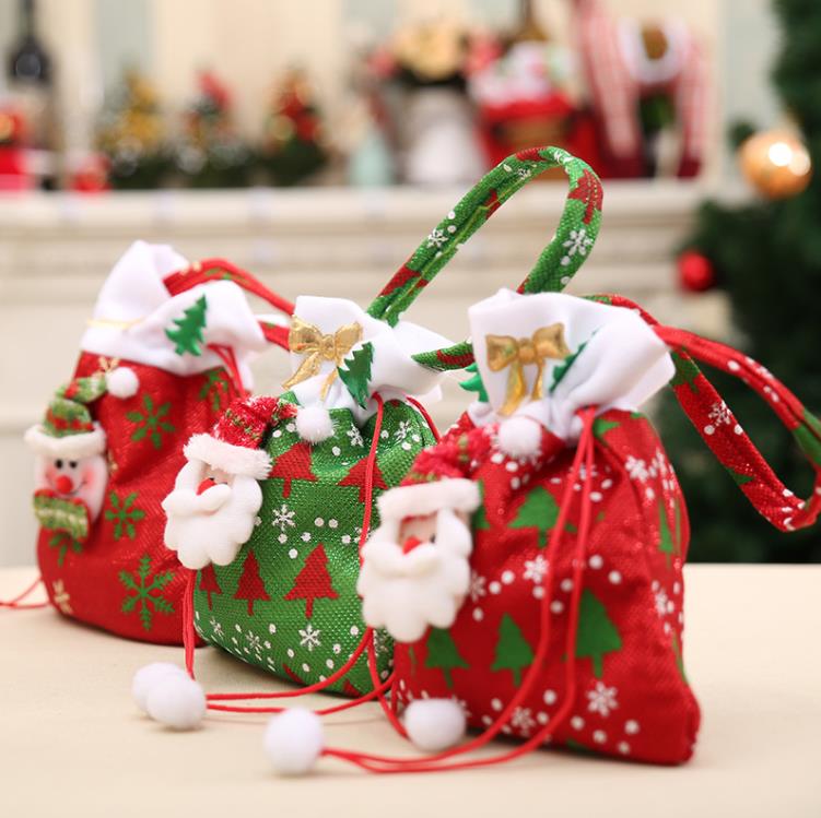 Merry Christmas Santa Sack Gift Presents Bag Christmas Snowman Candy Bags Wine Stocking Bottle Xmas Decoration SN6835