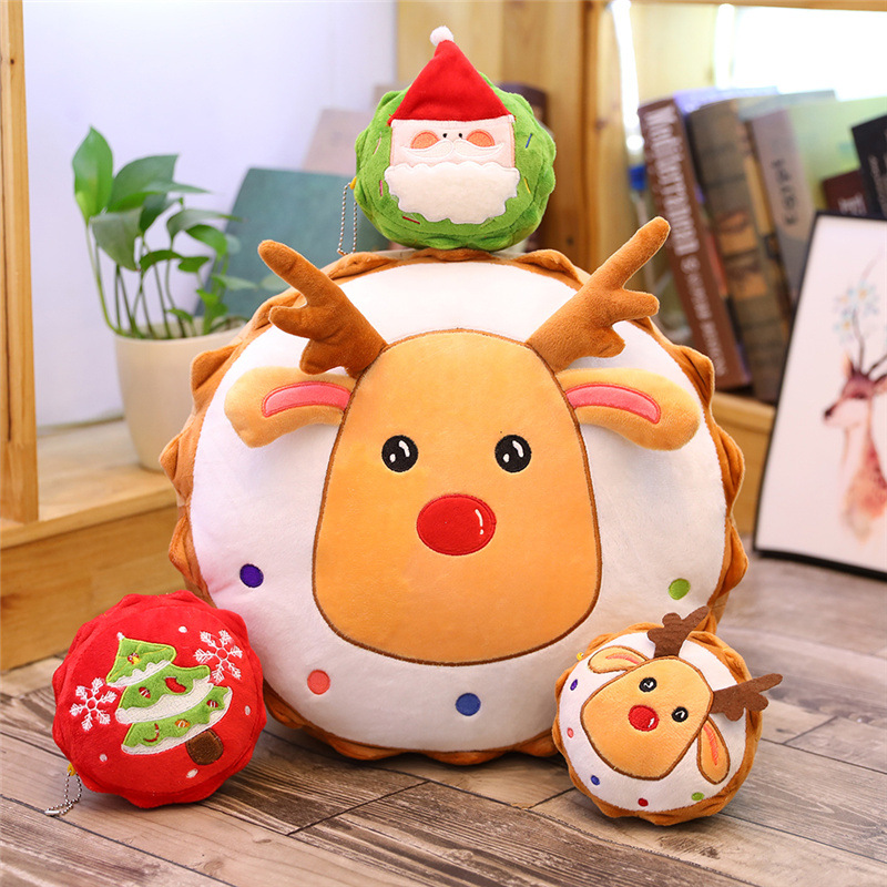 2022 Christmas decoration plush toy snowman elk plush doll stuffed cartoon Pillow super soft creative children's gift D2