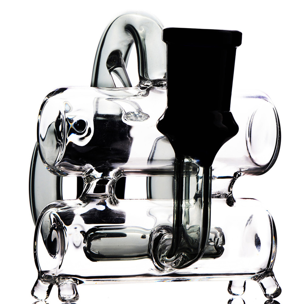 Tuyaux en verre à double chambre à joint coudé Ashcatcher pour narguilé bangs Bubbler 90 degrés Ash Catcher 18mm 14mm Dab Rig Ice Catchers pour fumer