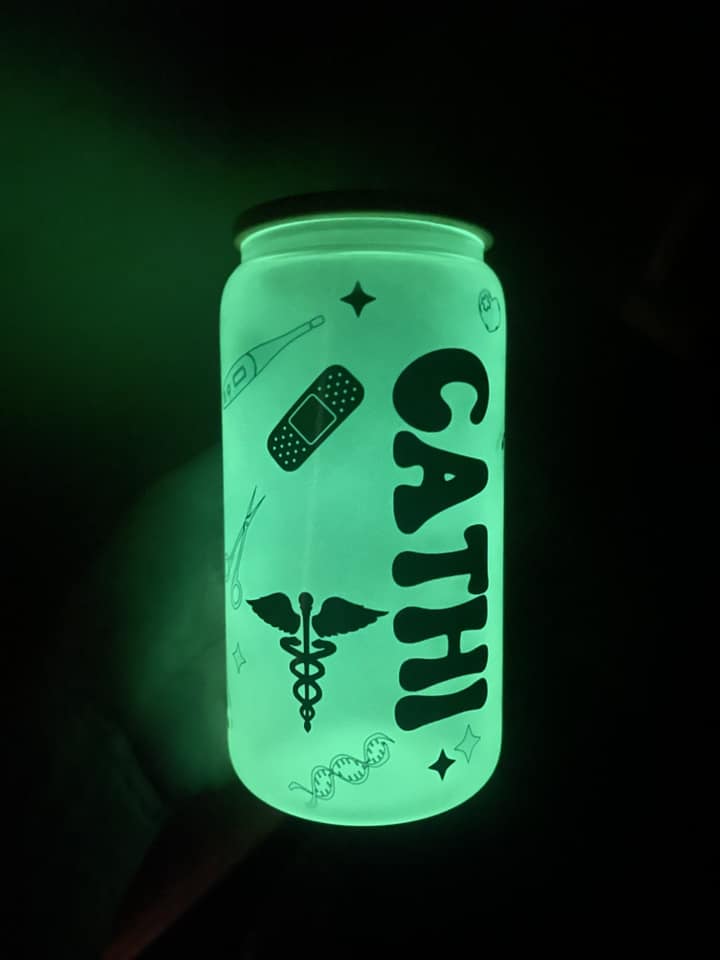 16oz glow in dark glass tumblers with bamboo lid short sublimation can cooler frosted glasses cola beer cans 480ml beverage drinking Cup Gradient bottles