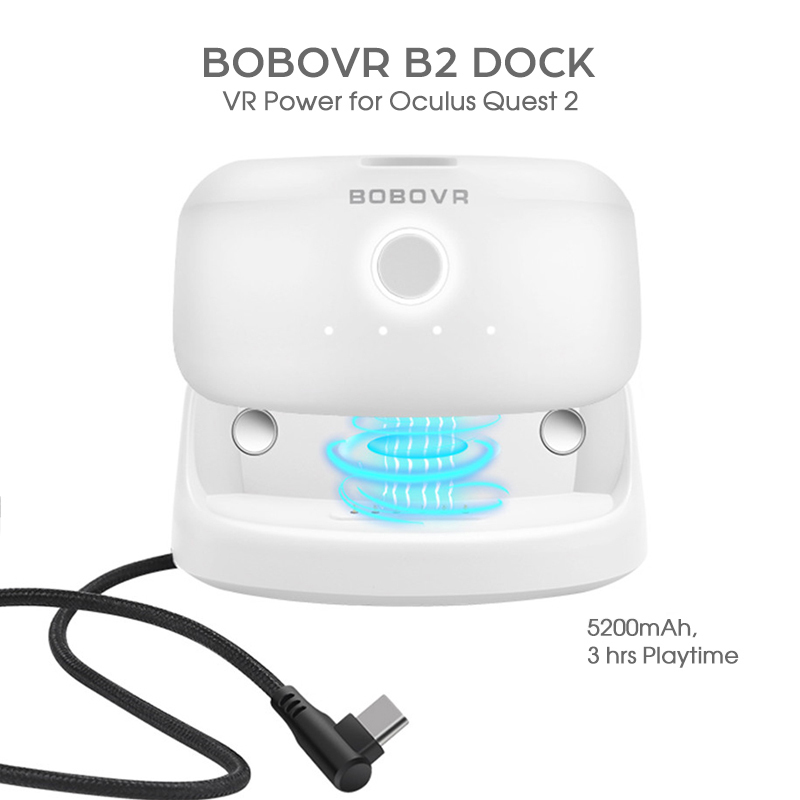 VR/AR -Geräte Bobovr B2 Dock Batteriepack für Oculus Quest 2 VR Power Banck 5200mah 3 Stunden Kompatibel mit Elite -Kopfgurt 221012 Verbessert