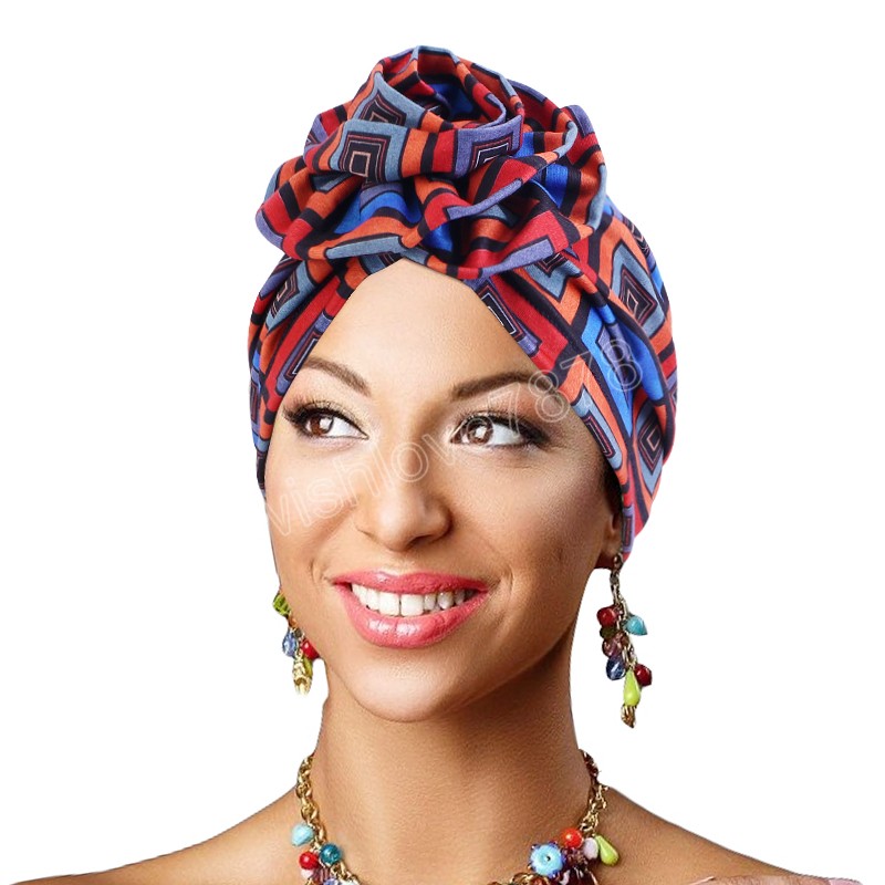 Frauen 3D Blume Turban hut blumendruck Elastische Moslemisches Hijab Bandana Haarausfall Krebs Chemo Kappe femme turbante Haar Zubehör