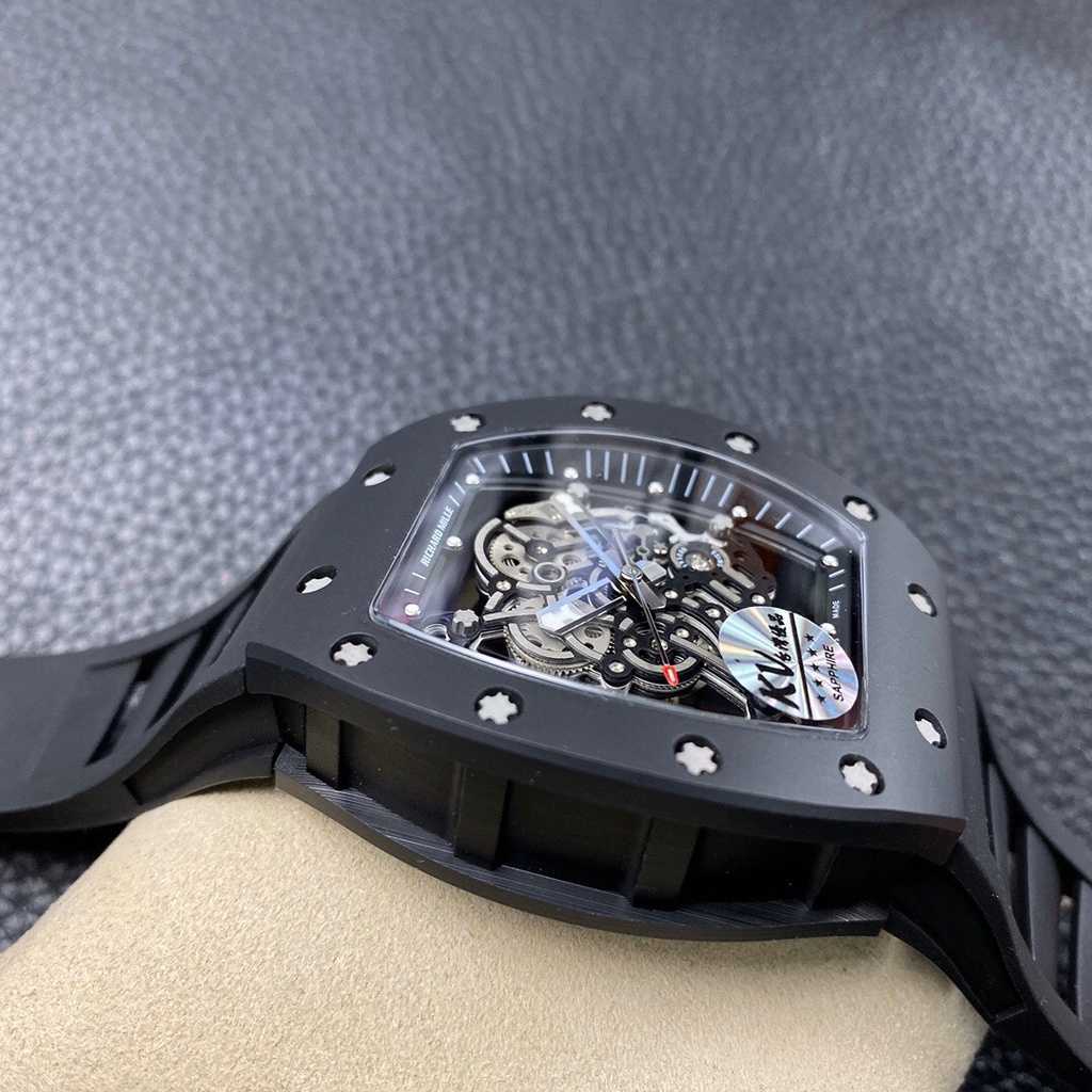 Zwitserse luxe horloges Richadmills Mechanical Watch Chronograph Polshorwatch 055 Zwitserse automatische beweging Sapphire Mirror Geïmporteerd rubber horlogeband merk ontwerp