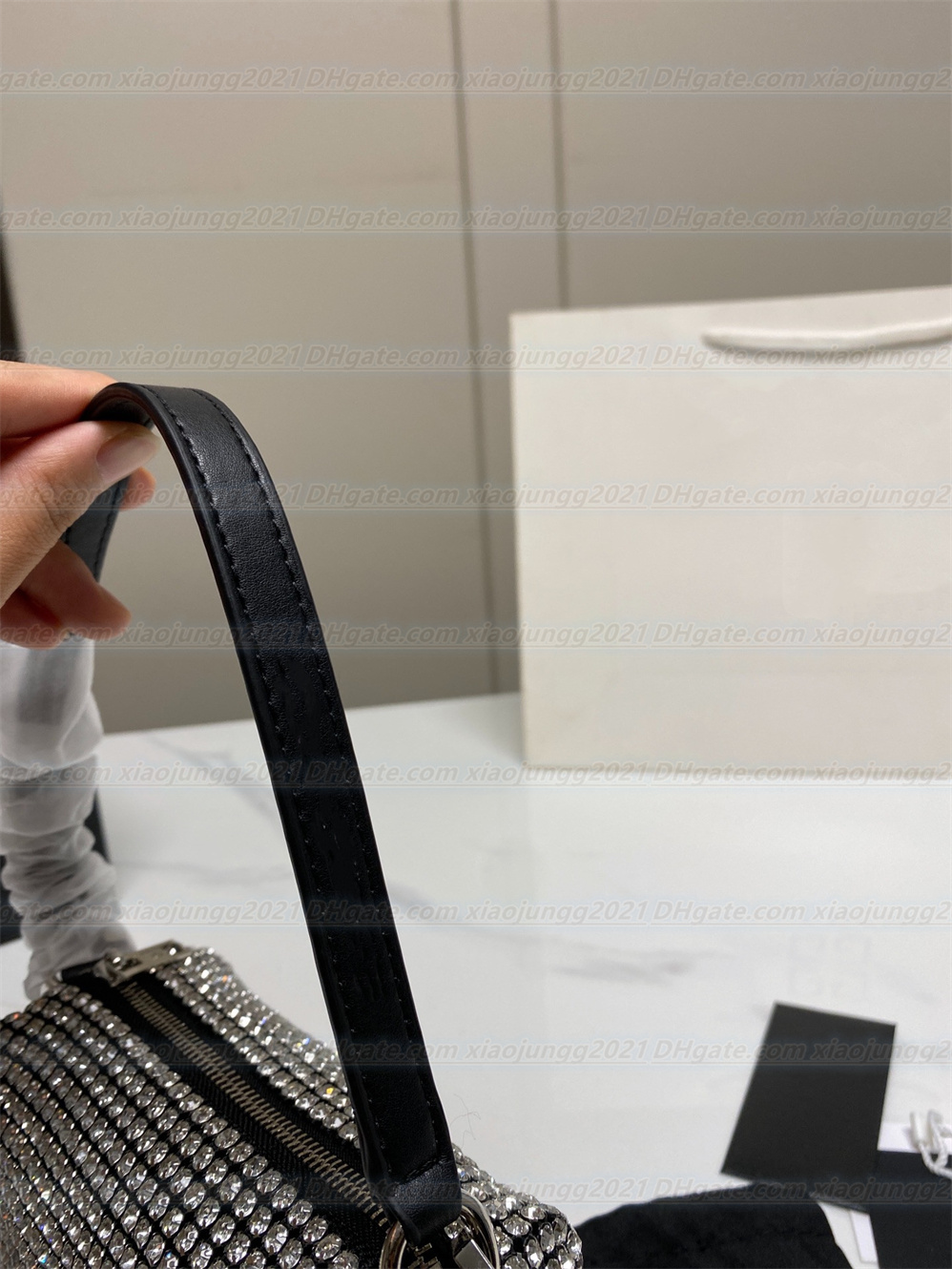 Top quality diamond handbag purses designer Shoulder bag for women's rhinestone crystal chain pochette bag fashion men's leather strap Cross Body baguette clutch Bag