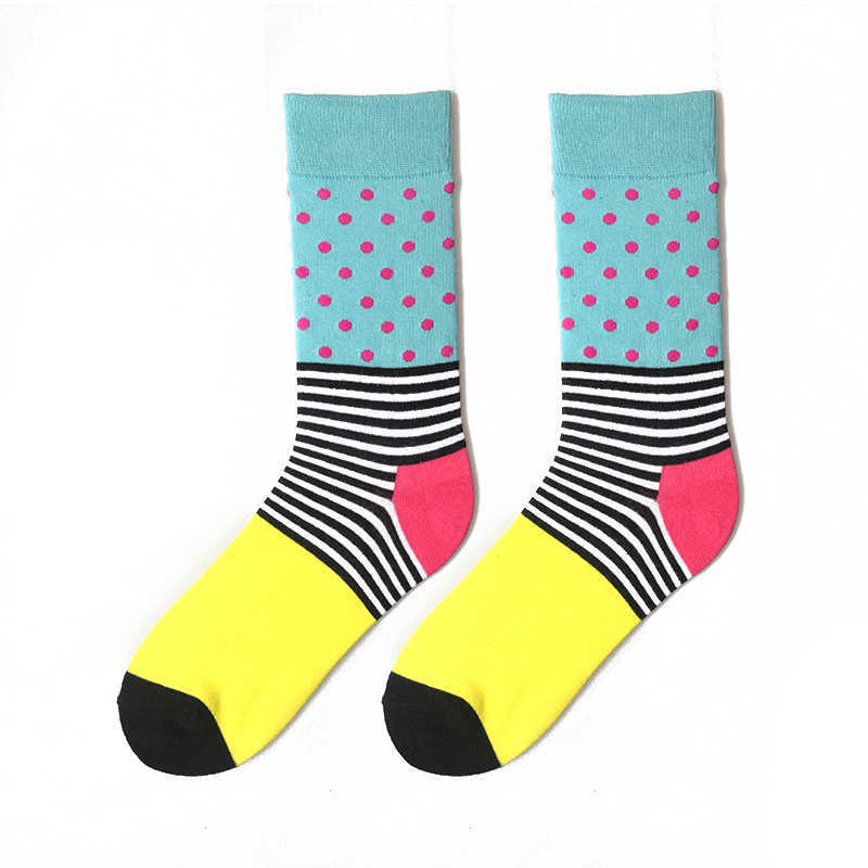 Men's Socks PEONFLY Men Dress Cotton Colorful Striped Plaid Printed Comfort Happy Skate Funny Geometry Dot Wedding T221011