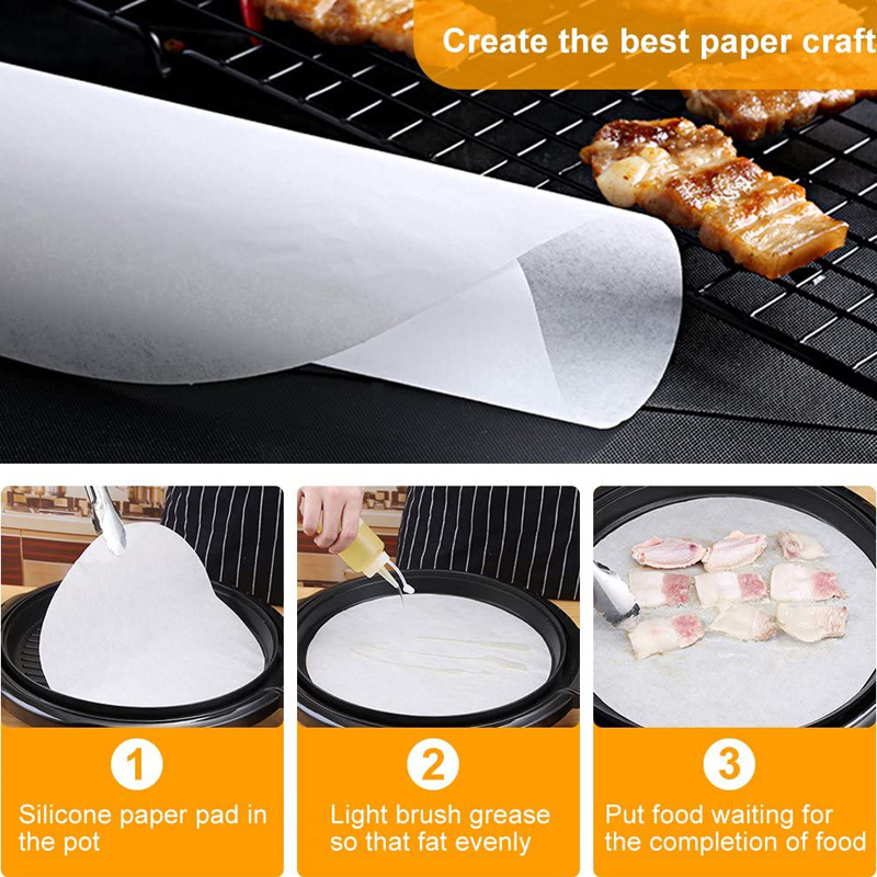 500stRound Barbecue Paper Pargment Rounds Bakning pappersfoder f￶r bakningskakor som lagar holl￤ndsk ugnsluftsfryerostkakor