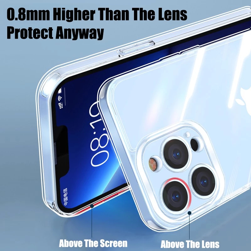 iPhone 14 13 12 11 Pro XS Max XR 소프트 TPU 실리콘을위한 Clear Camera Protection Case 6 7 8 Plus Back Cover