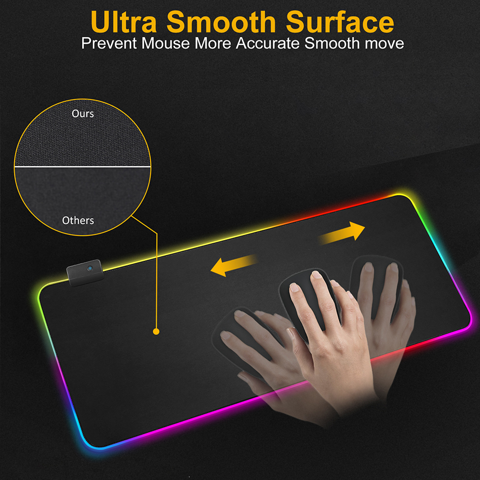 Mouse Pads Wrist Rests RGB Gaming Large Gamer XXL Led Computer pad Big Mat with Backlight Carpet For keyboard Desk 221012