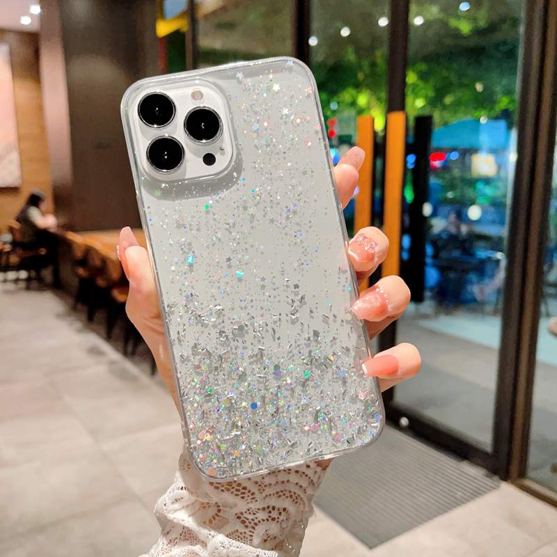 Shinny Confetti Sequin Star Soft TPU Cases For Samsung M53 M33 5G A13 4G A23 A73 A53 A33 A03 Core S22 Ultra Plus M52 5G S21 A32 Luxury Bling Foil Glitter Drop Glue Cover