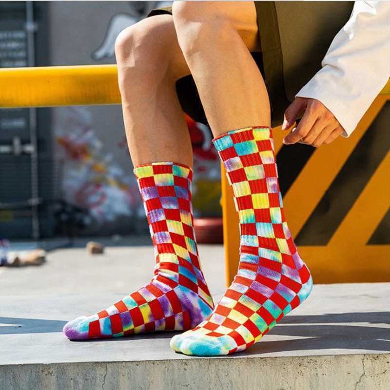 Мужские носки удивить модные мужчины носки красочные геометрические узоры