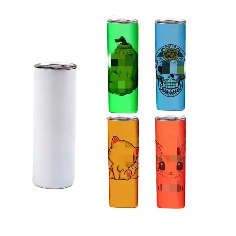 Sublimation Straight Tumbler 20oz Glow in the dark Blank Tumblers with Luminous paint Vacuum Insulated Heat Transfer Car Mug 7 Styles fy4467 1012