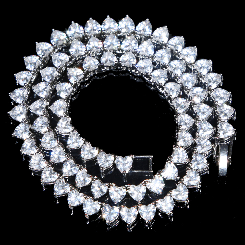 Collane con ciondolo All'ingrosso 5A a forma di cuore CZ ghiacciato bling cz collana da tennis le donne fidanzata regalo di San Valentino gioielli di moda 221024