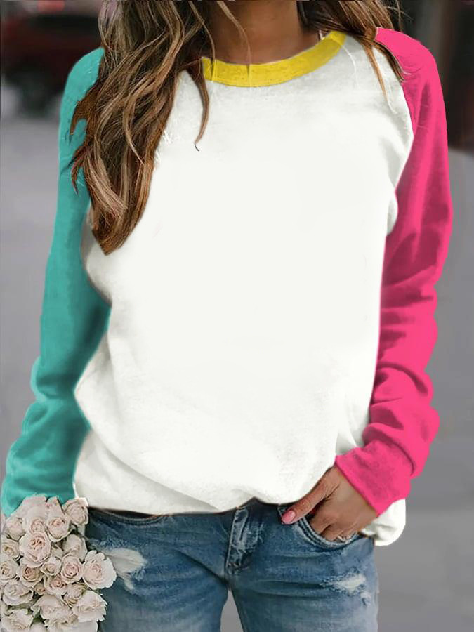 Snelle sublimatie sweatshirt lange mouw warmteoverdracht stropdas kleurstof pullover 20 opties home crew nek top shirts kleur blok bedrukt voor vrouwen kleding chirstmas festival