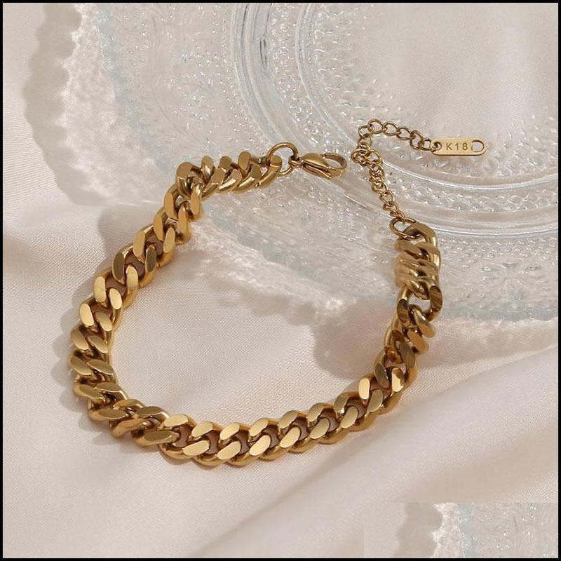 Bracelets de cheville en acier titane or 18 carats ternir hypoallergénique 3MM 6MM 8MM chaîne à maillons cubains en or pour femmes bracelet de pied de plage d'été Jewe2153852