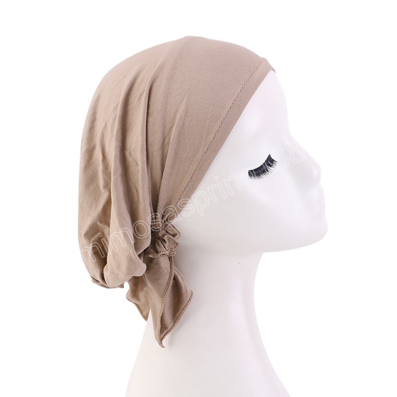 Musulmano Stile pre-cravatta Turbante Donna India Berretti Berretti Copricapo Morbido Copricapo Perdita di capelli Chemio Cap Bandane Foulard Copricapo