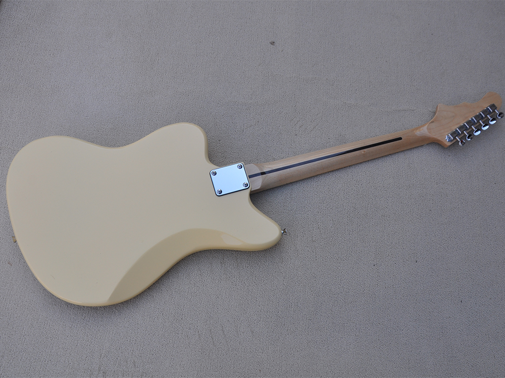 Cream 6 Strings Electric Guitar with Maple Fretboard White Pickguard Can be Customized