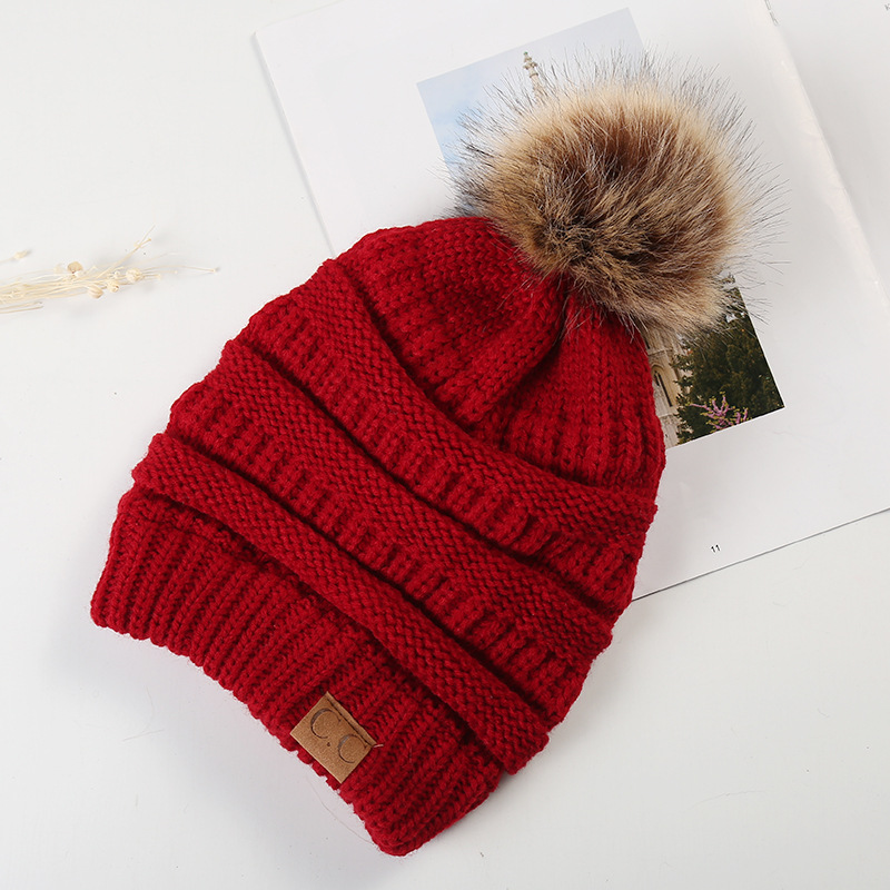 2022 Kerstmis CC volwassen winter warme hoed vrouwen zachte stretch kabel gebreide pom beanie girl ski￫n kerst b16