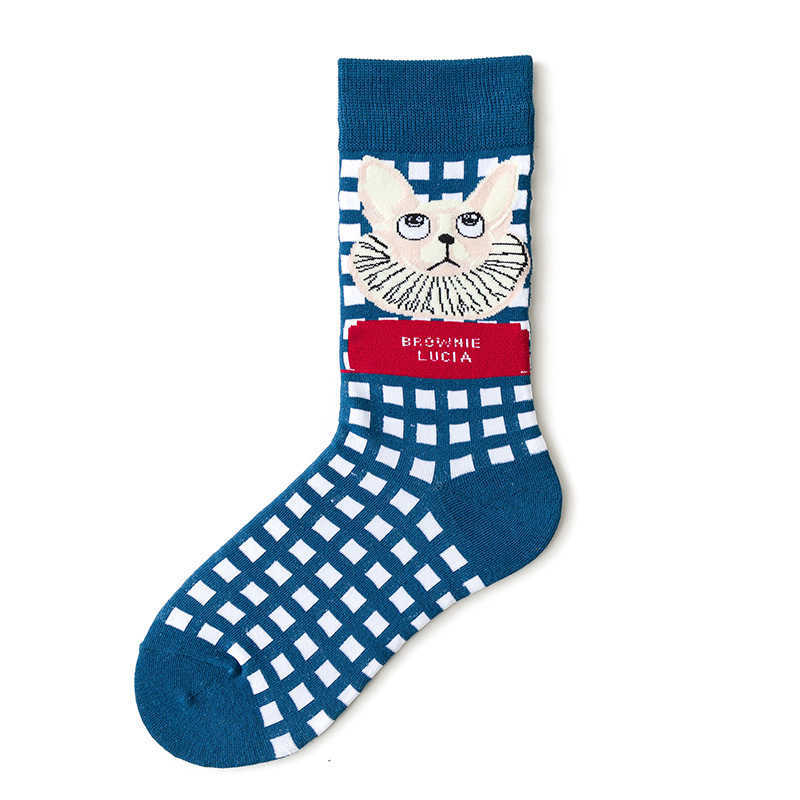 Chaussettes pour hommes Qisin nouveauté heureux drôle femmes chaussettes graphiques coton peigné peinture à l'huile abstraite chaussettes style français équipage Sokken cadeau de noël T221011