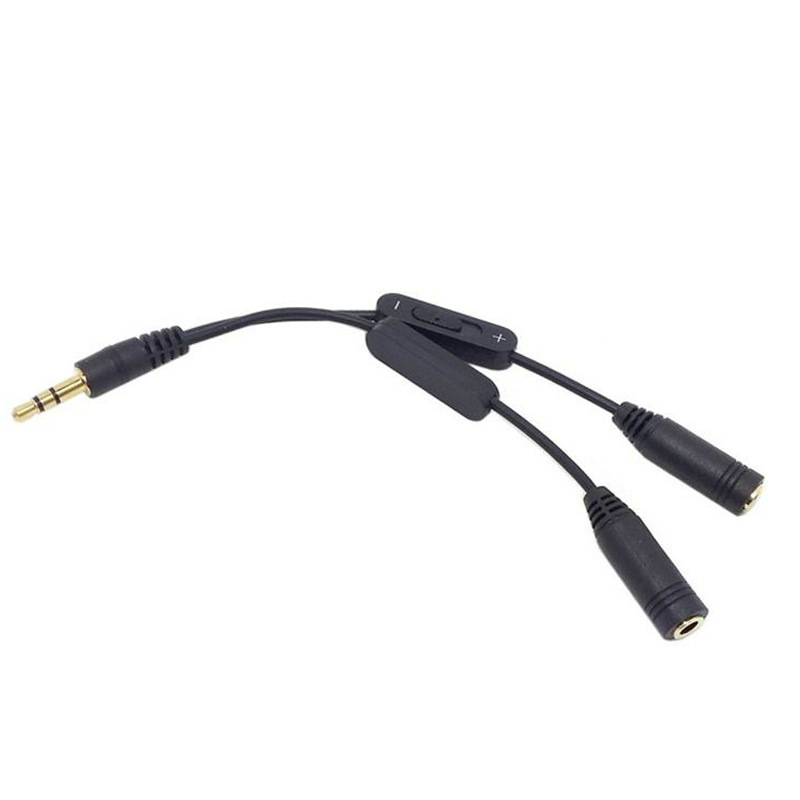 3.5mm Jack Splitter Câbles Mâle à 2 Femelle Audio Câbles Adaptateur Avec Contrôle Du Volume Casque Téléphone Aux Câble