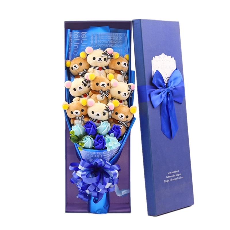 Plush Dolls Cute Teddy Bear Stuffed Animal Toy Cartoon Bouquet Gift Box Creative Birthday Valentine's Day Christmas 221012