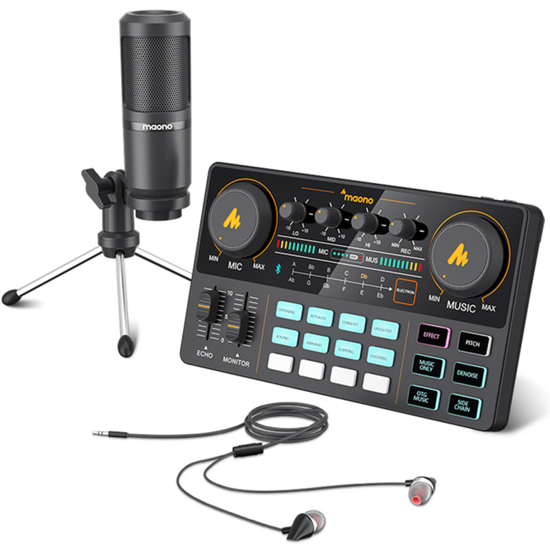 Портативные видеомикрофоны Maono звуковой карты звуковой интерфейс Caster Lite AM200 S1 All In In On Condenser Microphone Mixer Mixer Kit для Live ...