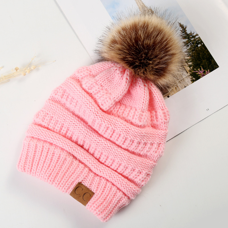 2023 Garden Christmas CC adult winter warm hat women soft stretch cable knitted pom beanie girl Skiing Christmas