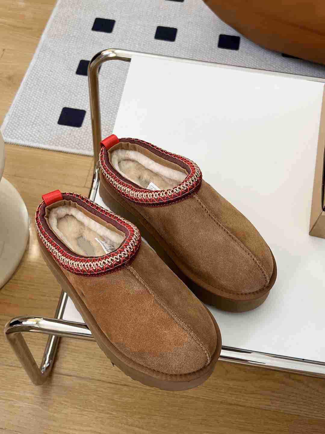 Tasman Chestnut Shoes Snow Boots Designer Women's Slippers Winter Thick Sole Ethnic Warm Casual Indoor Pajama Party Wear Non-Slip Cotton Snow Booties With Box