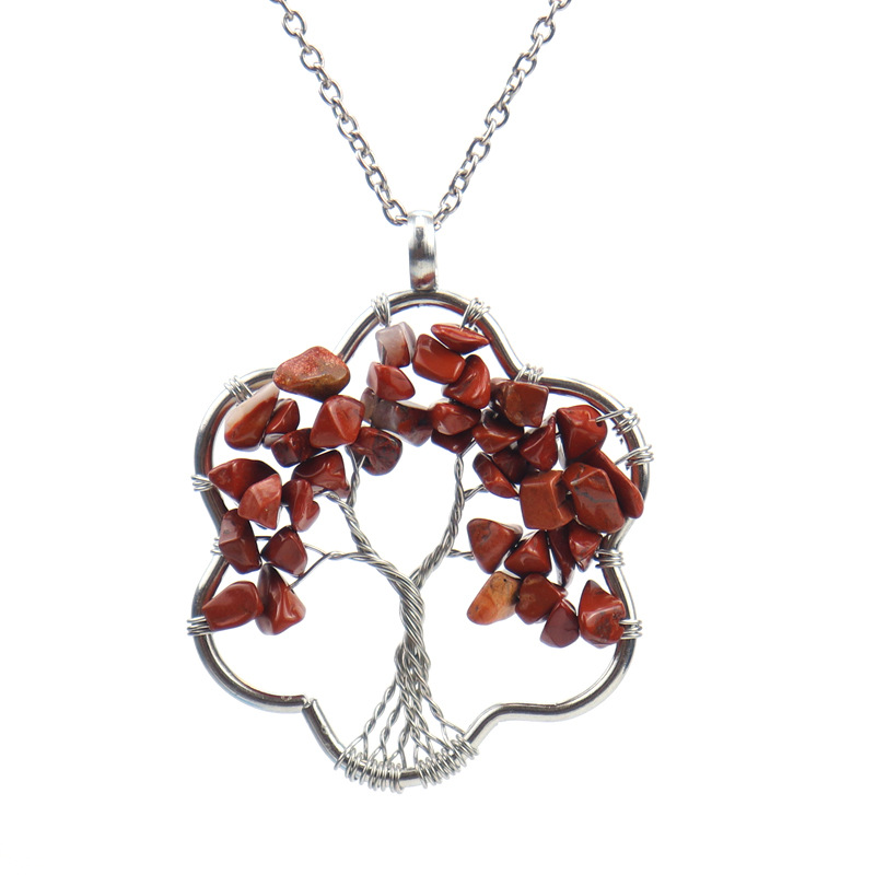 Collier pendentif en cristal de pierre naturelle gravier neige colliers d'arbre de vie accessoires de mode