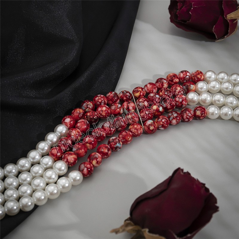 Collier ras du cou en Imitation de perles rouges pour femmes, bijoux de mariage, de mariée, de mode, cadeau d'halloween