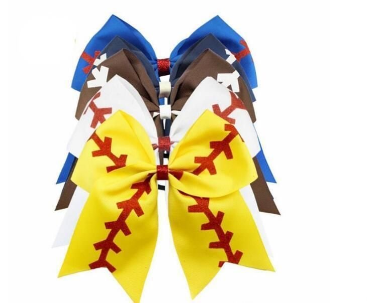 Party Favor Titanium Sport Accessories Kids Girl pannband Baseball Design Hair Bows Glitter Baby Girls Headwear Stor hästsvans hårtillbehör FY5605 NYTT