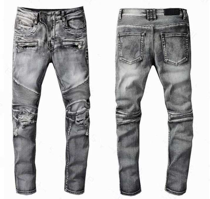 Hot Mens Fashion Skinny Straight Slim Ripped jeans Biker Motocycle Holes Streetwear Luxury Denim clothing wash patch letter designer pants jeans Size 29-42